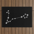 Pisces Zodiac Star Constellation Line Art Black Outdoor Rug Gallery Image 1