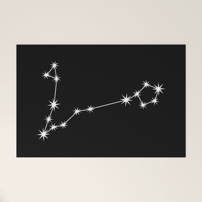 Pisces Zodiac Star Constellation Line Art Black Welcome Mat Gallery Image 1