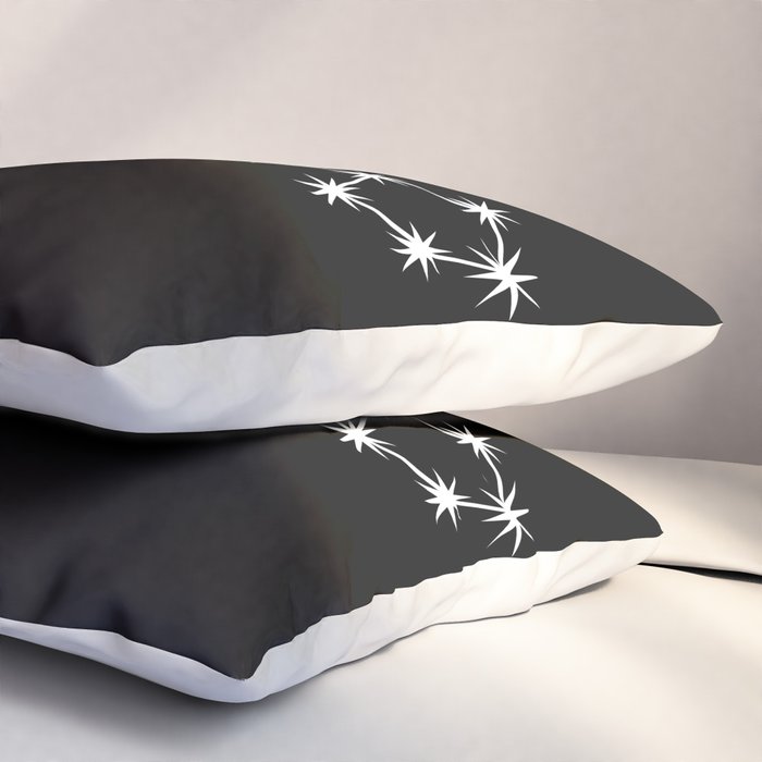 Pisces Zodiac Star Constellation Line Art Black Pillow Sham Gallery Image 3