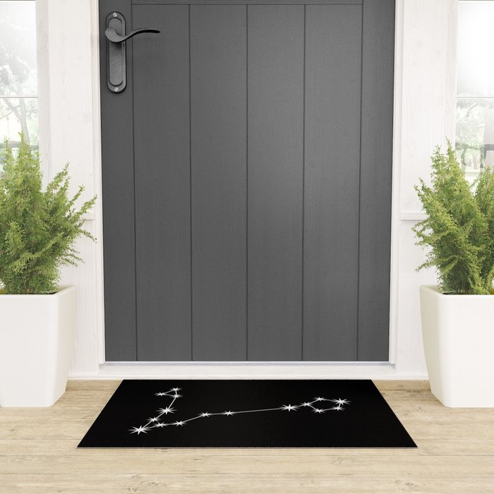 Pisces Zodiac Star Constellation Line Art Black Welcome Mat Gallery Image 3