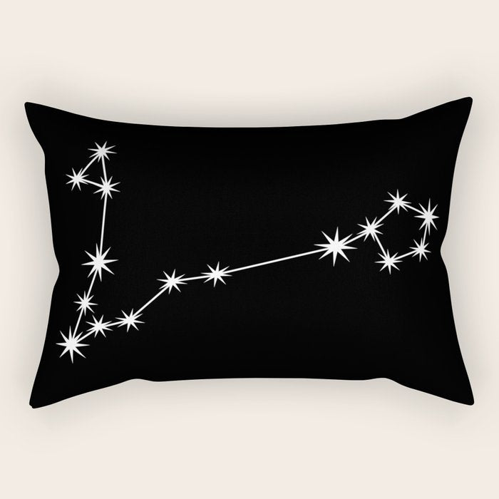 Pisces Zodiac Star Constellation Line Art Black Rectangular Pillow Gallery Image 2