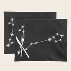Pisces Zodiac Star Constellation Line Art Black Placemat Gallery Image 1