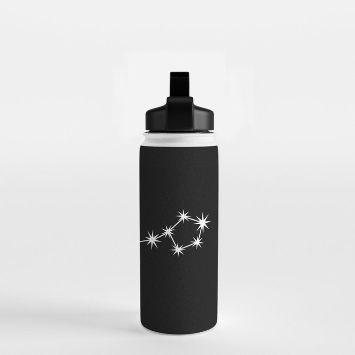 Pisces Zodiac Star Constellation Line Art Black Water Bottle Gallery Image 2