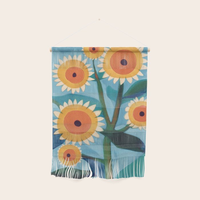 Sunflower Study in Sunny Yellow and Burnt Orange Wall Hanging Gallery Image 1