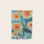 Sunflower Study in Sunny Yellow and Burnt Orange Wall Hanging Gallery Image 1