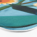 Sunflower Study in Sunny Yellow and Burnt Orange Bath Mat Gallery Image 3