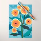 Sunflower Study in Sunny Yellow and Burnt Orange Wrapping Paper Gallery Image 1