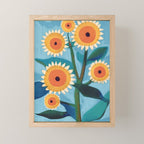 Sunflower Study in Sunny Yellow and Burnt Orange Mini Art Print Gallery Image 1