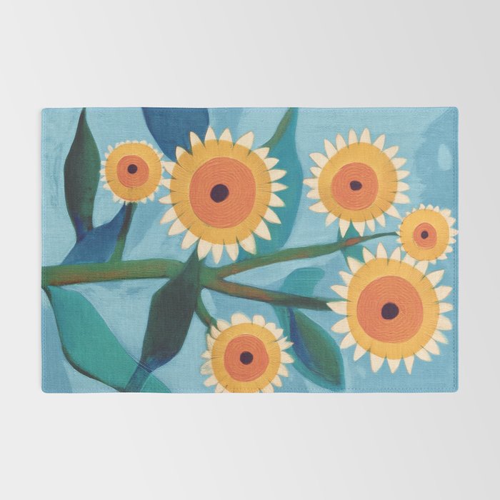 Sunflower Study in Sunny Yellow and Burnt Orange Rug Gallery Image 2