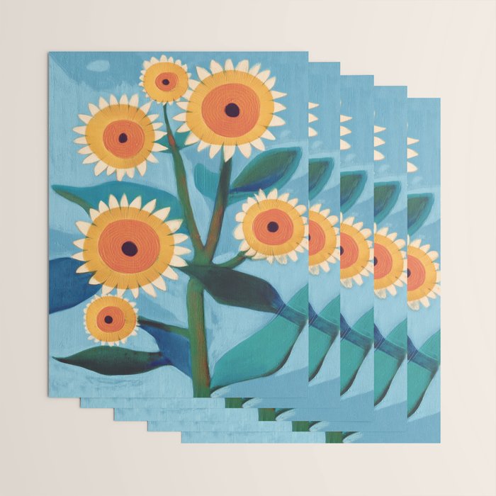 Sunflower Study in Sunny Yellow and Burnt Orange Wrapping Paper Gallery Image 3