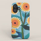 Sunflower Study in Sunny Yellow and Burnt Orange iPhone Case Gallery Image 1