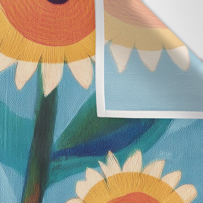 Sunflower Study in Sunny Yellow and Burnt Orange Wall Tapestry Gallery Image 3