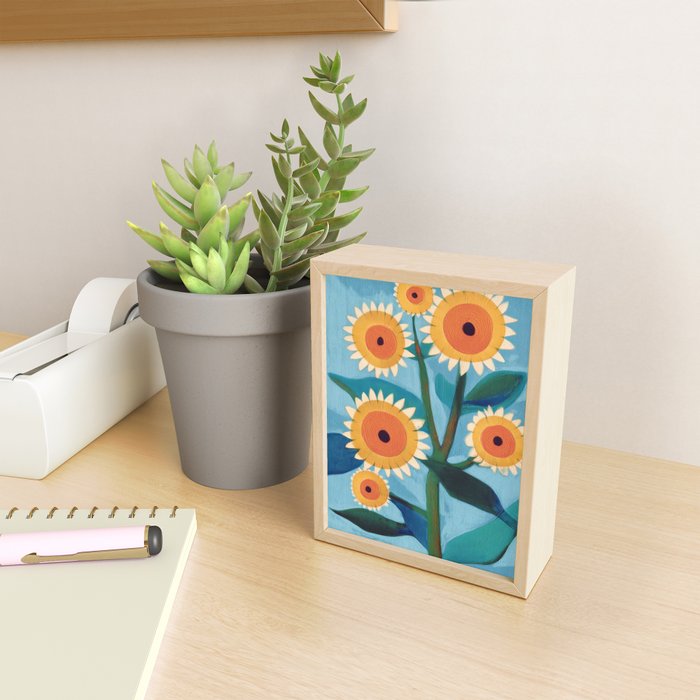 Sunflower Study in Sunny Yellow and Burnt Orange Mini Art Print Gallery Image 2