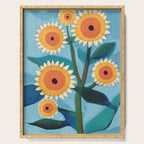 Sunflower Study in Sunny Yellow and Burnt Orange Serving Tray Gallery Image 1