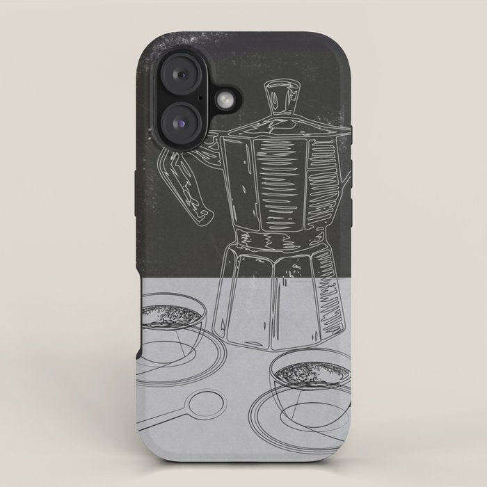 Minimalist Black And White Coffee Cups iPhone Case Gallery Image 1