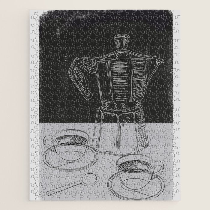 Minimalist Black And White Coffee Cups Jigsaw Puzzle Gallery Image 1