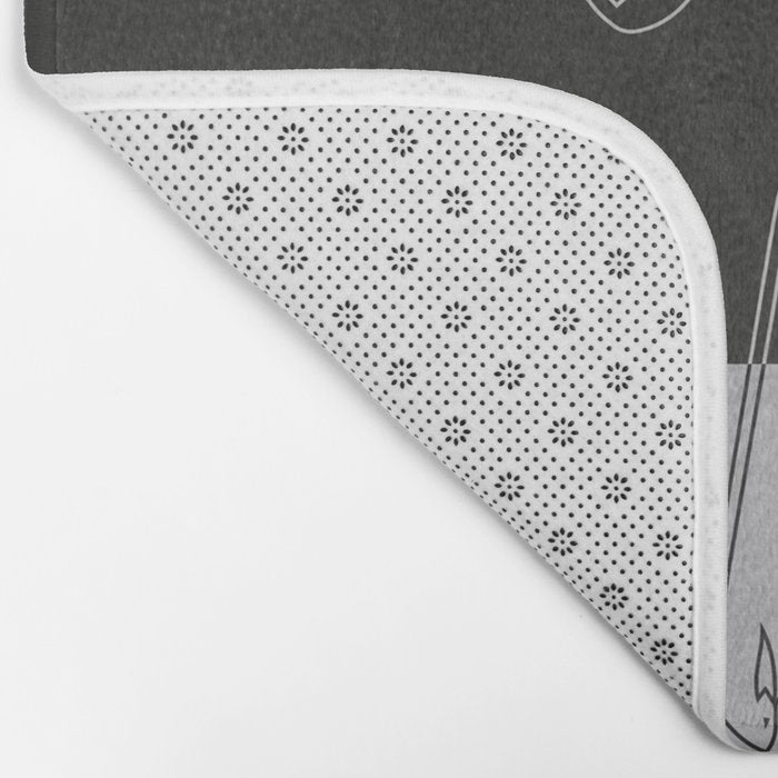 Minimalist Black And White Coffee Cups Bath Mat Gallery Image 2