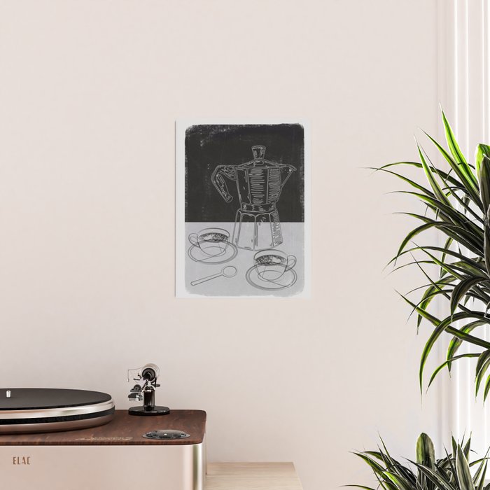 Minimalist Black And White Coffee Cups Poster Gallery Image 2