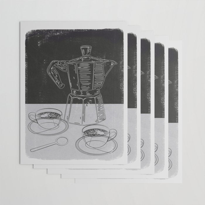Minimalist Black And White Coffee Cups Wrapping Paper Gallery Image 3