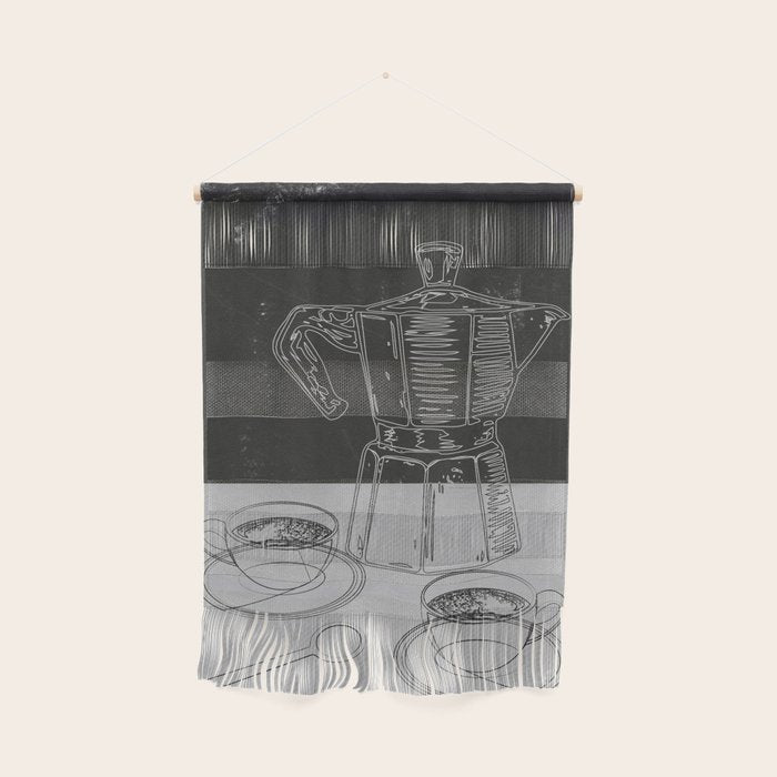 Minimalist Black And White Coffee Cups Wall Hanging Gallery Image 1
