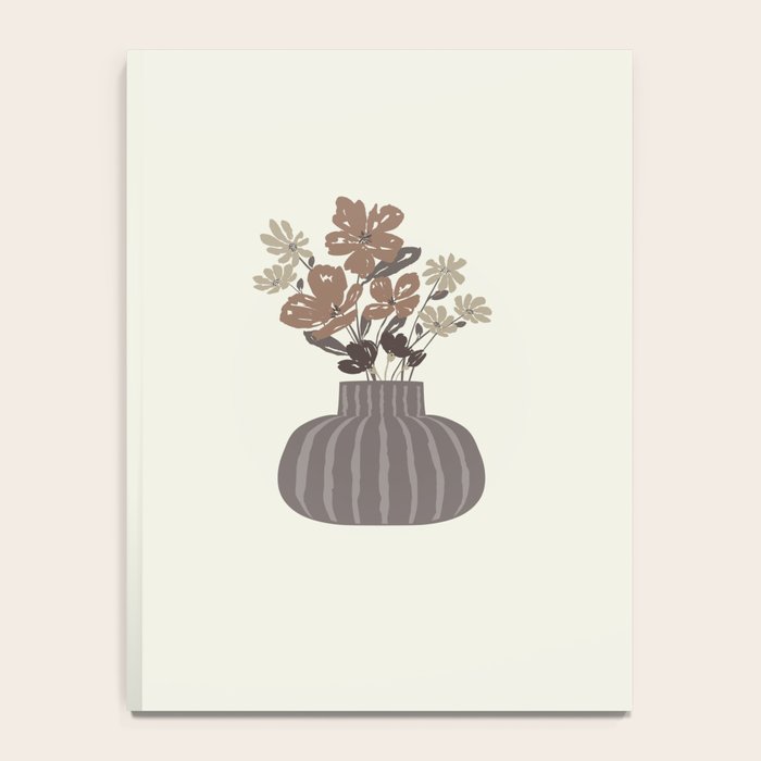 Wildflower bouquet in vase illustration - pantone brown mocha mousse Notebook Gallery Image 4