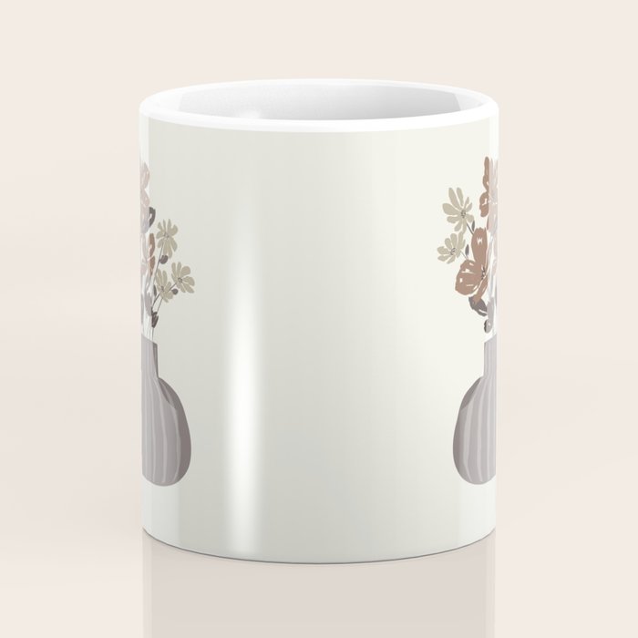 Wildflower bouquet in vase illustration - pantone brown mocha mousse Coffee Mug Gallery Image 4