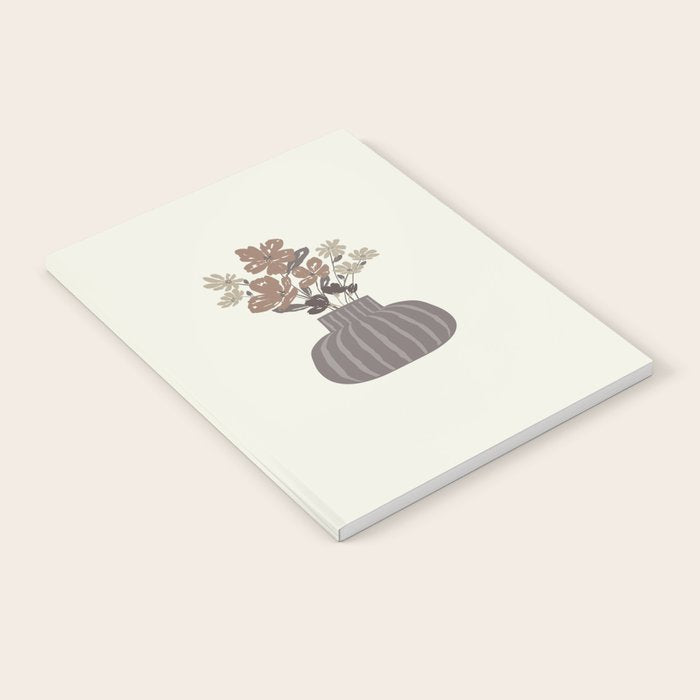Wildflower bouquet in vase illustration - pantone brown mocha mousse Notebook Gallery Image 1