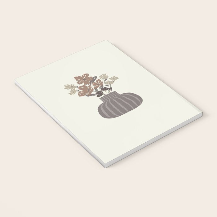 Wildflower bouquet in vase illustration - pantone brown mocha mousse Notebook Gallery Image 3