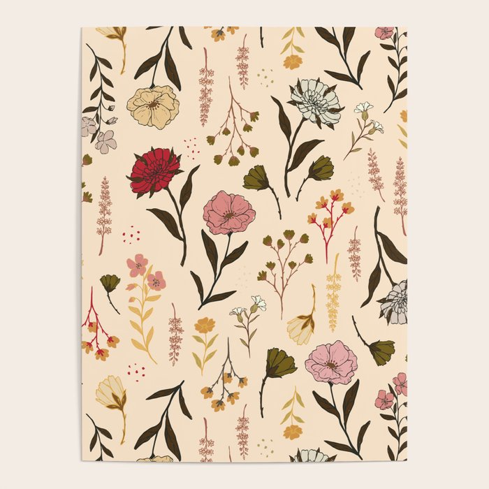 Spring Garden Flower Collection - Cream Poster Gallery Image 4