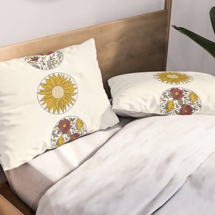 Floral Phases of the Moon Pillow Sham Gallery Image 2