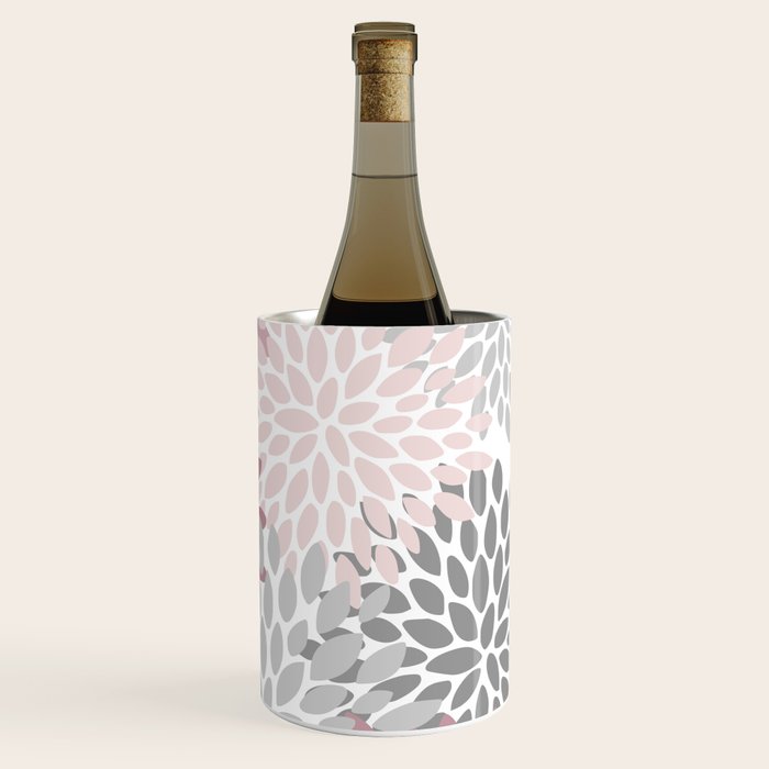 Floral Pattern, Pink, Gray and White Wine Chiller Gallery Image 3