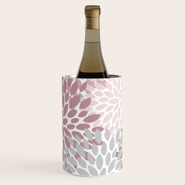 Floral Pattern, Pink, Gray and White Wine Chiller Gallery Image 1