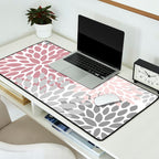 Floral Pattern, Pink, Gray and White Desk Mat Gallery Image 2