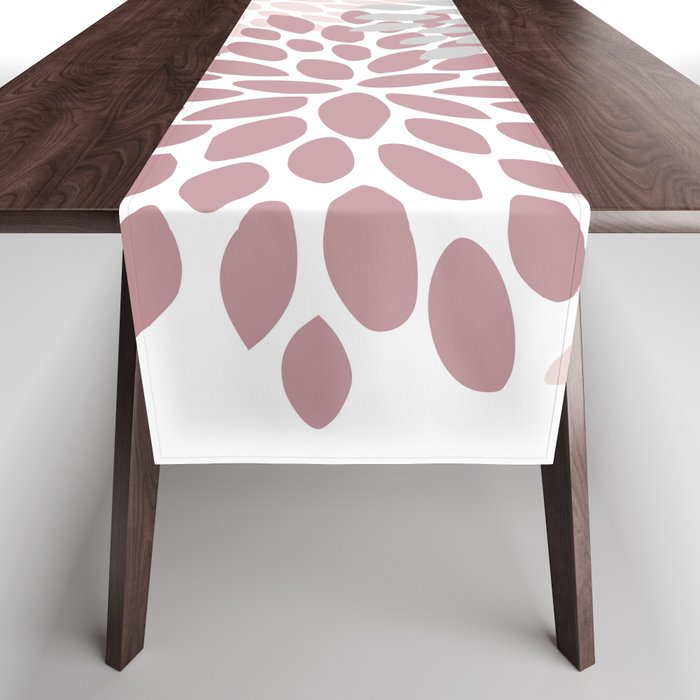 Floral Pattern, Pink, Gray and White Table Runner Gallery Image 1