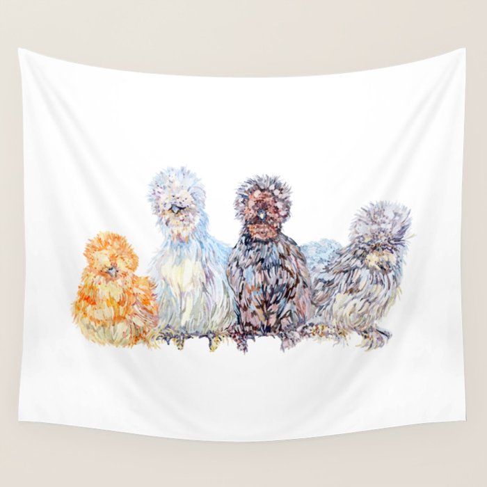 Silkie Chicken Huddle Wall Tapestry Gallery Image 1