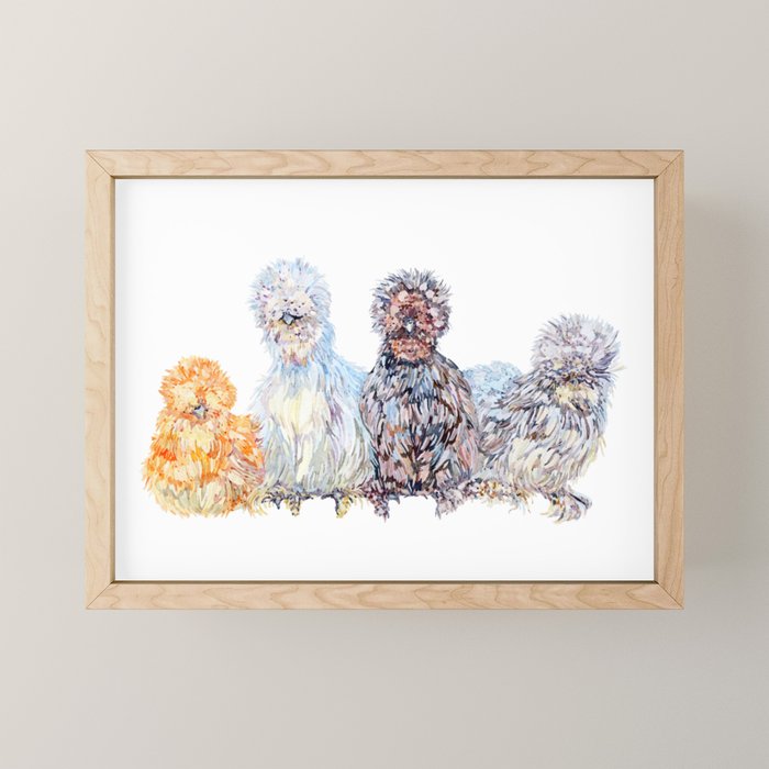 Silkie Chicken Huddle Mini Art Print Gallery Image 1