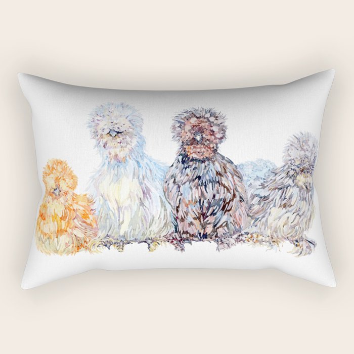 Silkie Chicken Huddle Rectangular Pillow Gallery Image 1