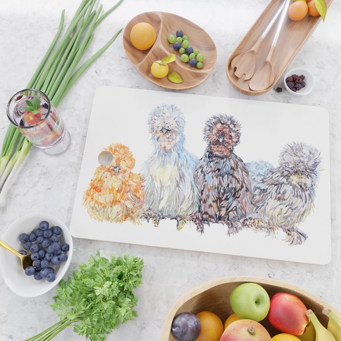 Silkie Chicken Huddle Cutting Board Gallery Image 2