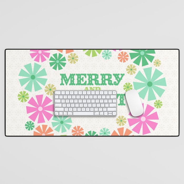 Merry and Bright Christmas Wreath Desk Mat Gallery Image 1