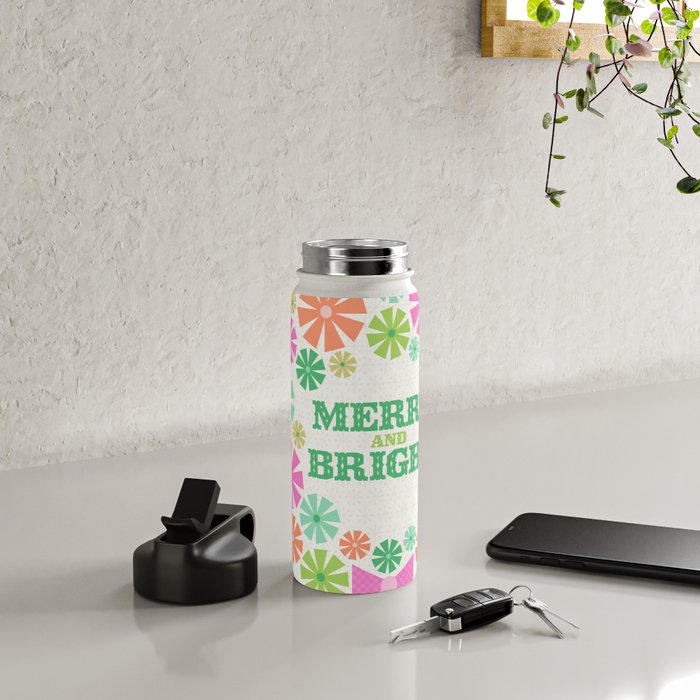 Merry and Bright Christmas Wreath Water Bottle Gallery Image 4