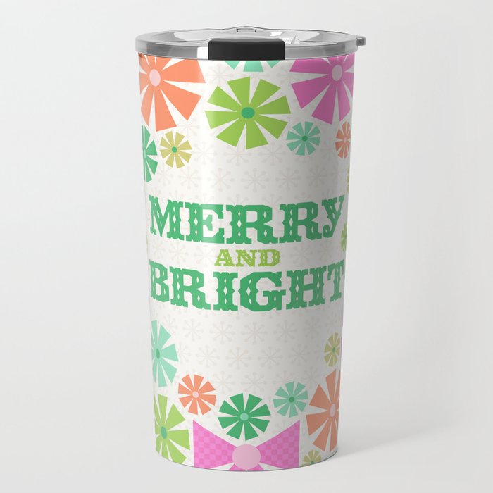 Merry and Bright Christmas Wreath Travel Mug Gallery Image 1