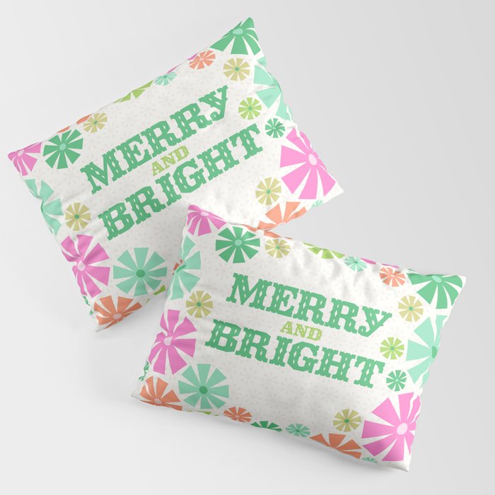 Merry and Bright Christmas Wreath Pillow Sham Gallery Image 1