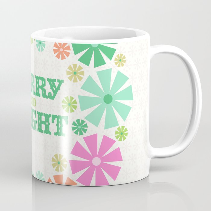 Merry and Bright Christmas Wreath Coffee Mug Gallery Image 1