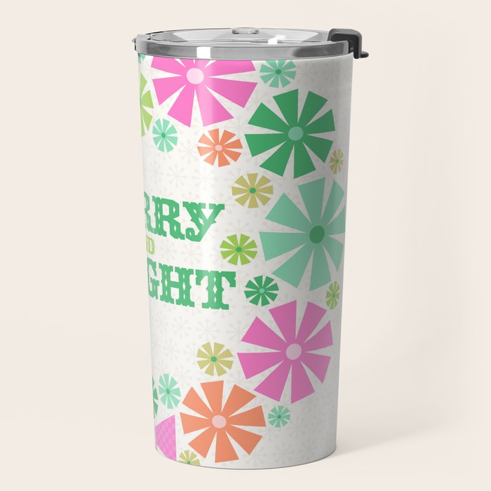 Merry and Bright Christmas Wreath Travel Mug Gallery Image 2