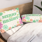 Merry and Bright Christmas Wreath Pillow Sham Gallery Image 2