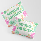 Merry and Bright Christmas Wreath Pillow Sham Gallery Image 3