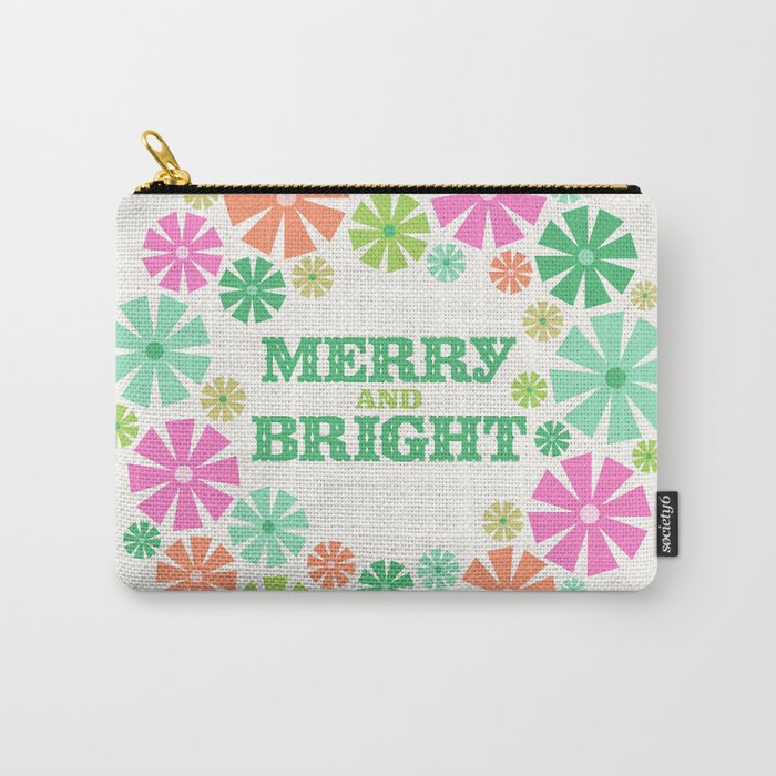Merry and Bright Christmas Wreath Carry All Pouch Gallery Image 1