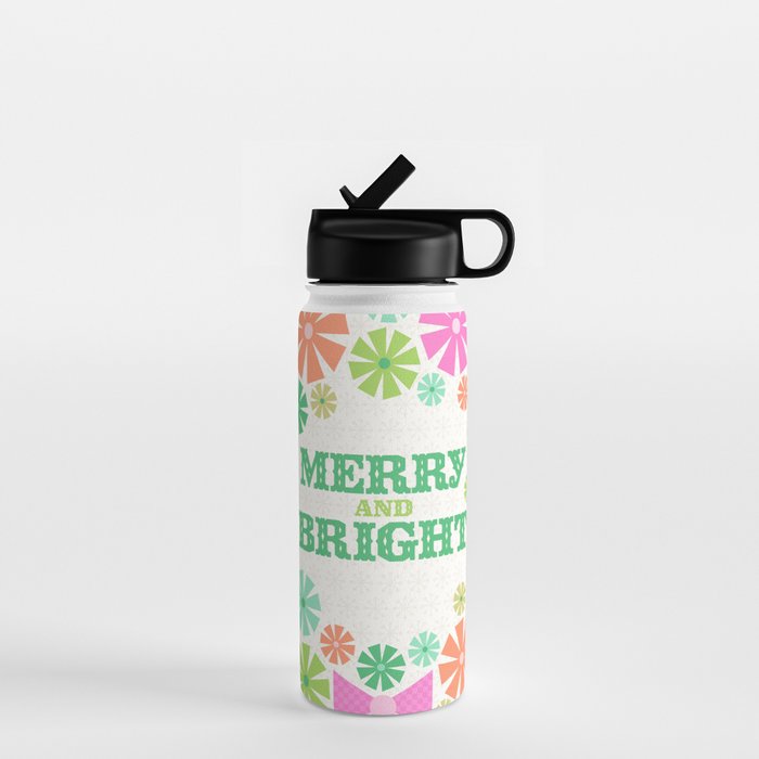 Merry and Bright Christmas Wreath Water Bottle Gallery Image 1