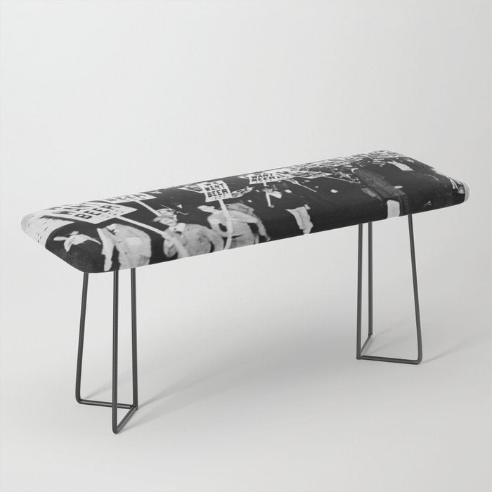 We Want Beer!  Men Protesting Against Prohibition black and white photography - photograph Bench Gallery Image 1