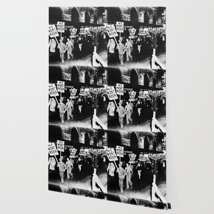 We Want Beer!  Men Protesting Against Prohibition black and white photography - photograph Wallpaper Gallery Image 2